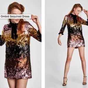 zara ombre sequin dress